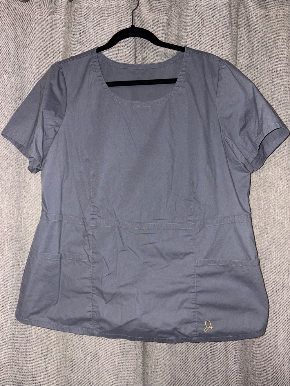 Jaanuu Short Sleeve peplum medical Scrub Top in Slate Gray style J96037c